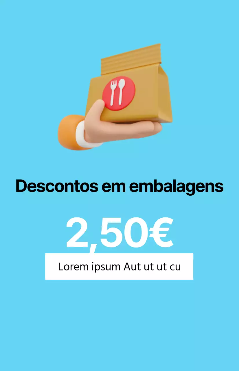 Uma promoção de desconto simples com uma imagem para levar sobre um fundo azul claro