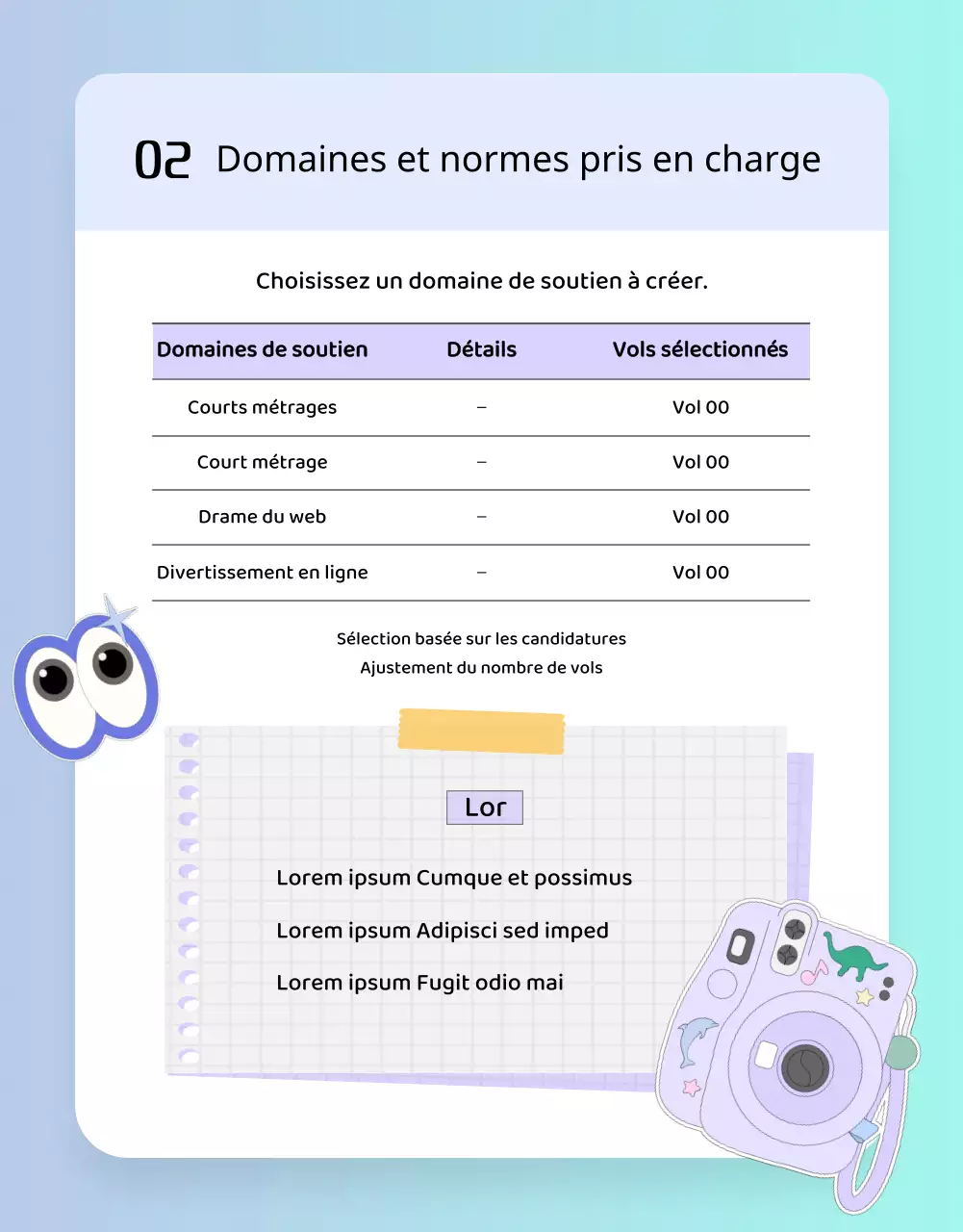 Instructions pour le concours de courts métrages en mauve et bleu clair