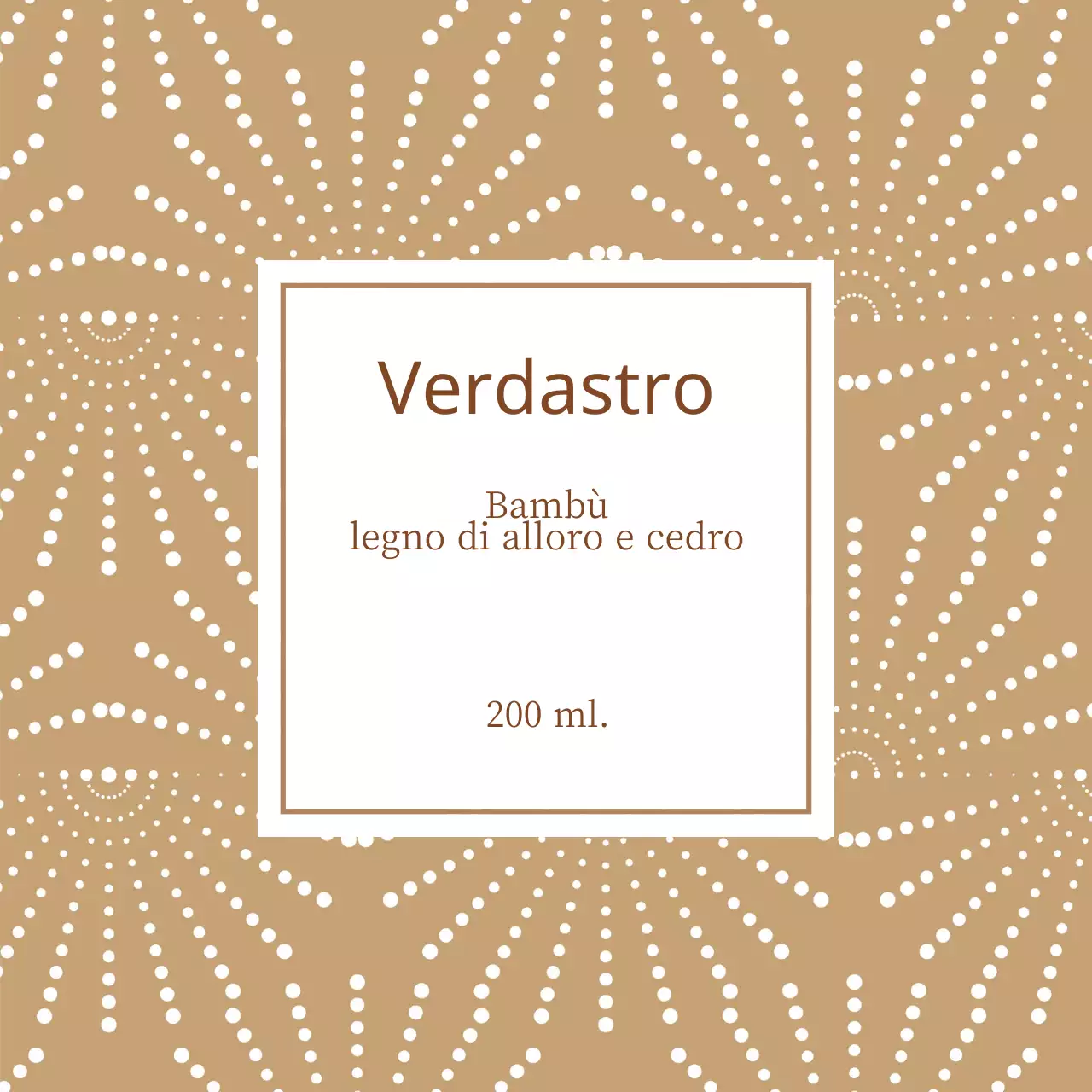 Etichetta diffusore con motivo decorativo beige