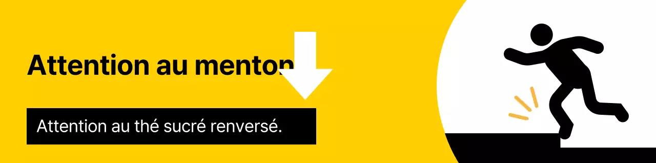 Un avertissement bien visible avec un pictogramme humain rouge et noir