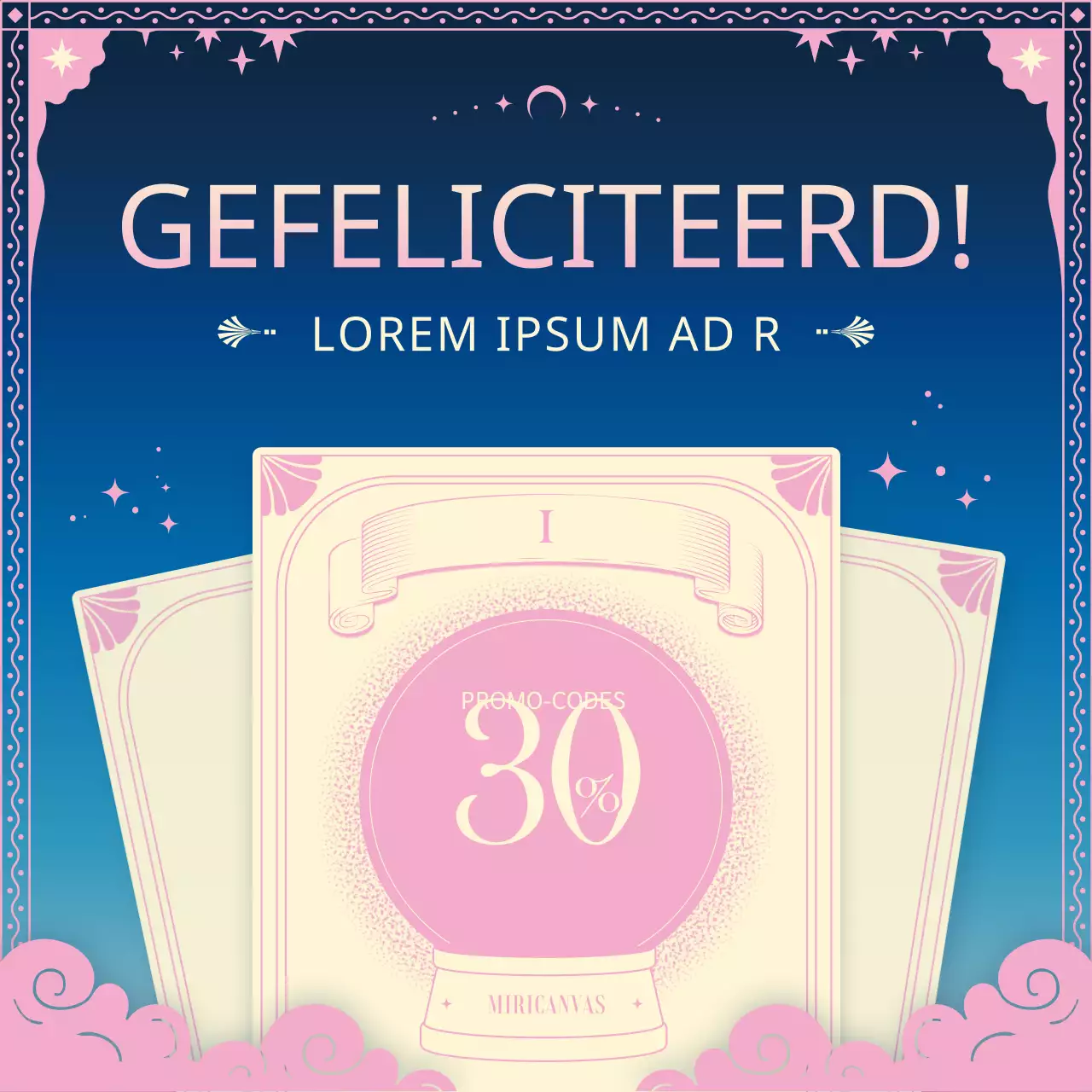 Gelukkige gebeurtenis met tarotkaart concept in roze marine