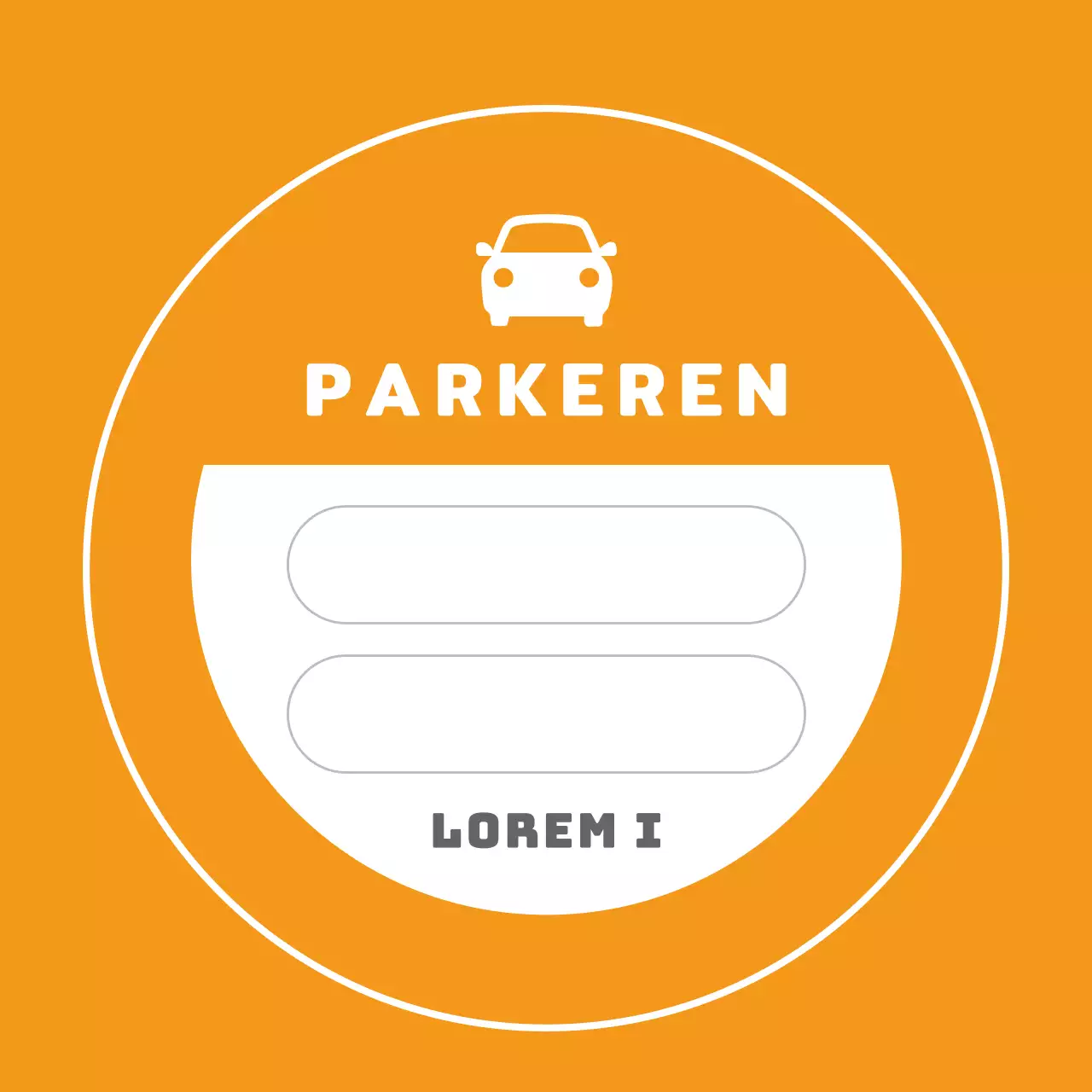 Oranje geïllustreerde parkeerinstructies