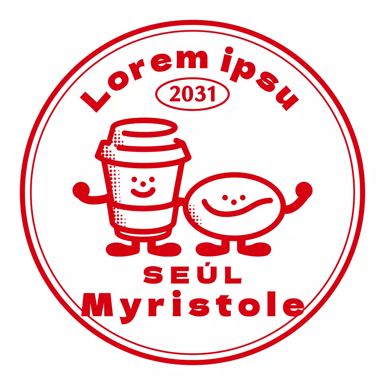 Sencillo y bonito logotipo ilustrado estilo cafetería en rojo