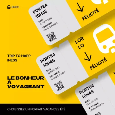 Concept de billet jaune et noir pour le transport ferroviaire
