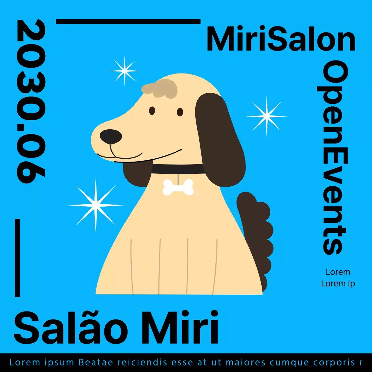 Promova o seu salão de beleza para animais de estimação com ilustrações engraçadas em azul claro.
