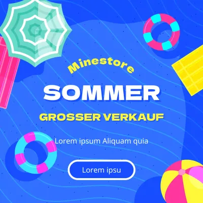 Werben Sie für Ihren großen Sommerschlussverkauf mit blauen und rosa Farbtönen