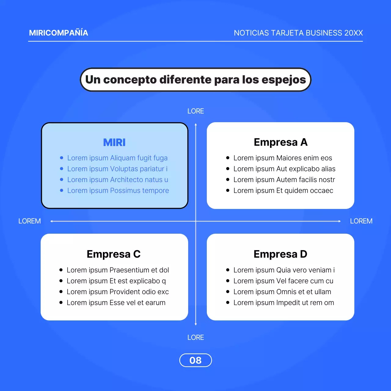 Propuesta de negocio minimalista con fondo azul