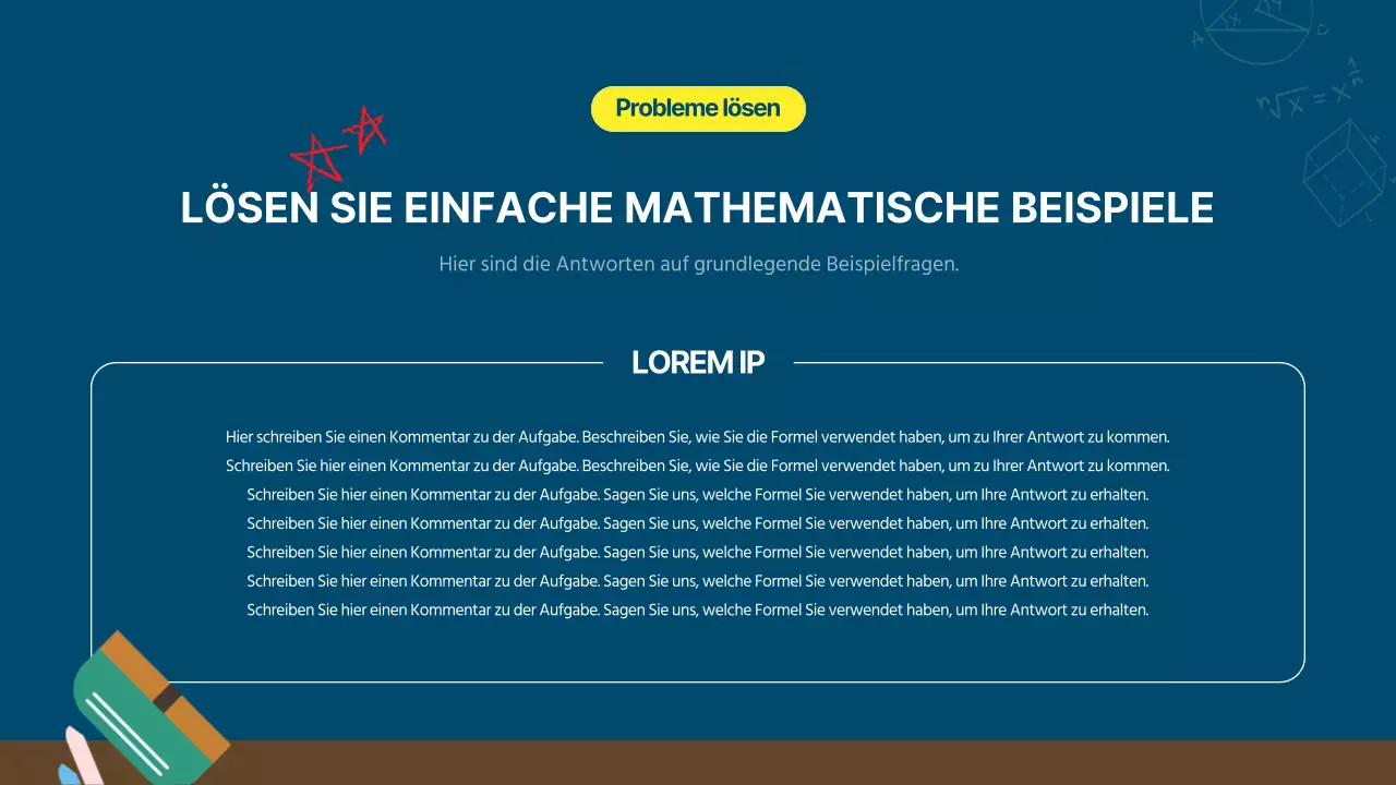 Ein marineblaues, kitschiges Mathebuch mit Kreidetafel