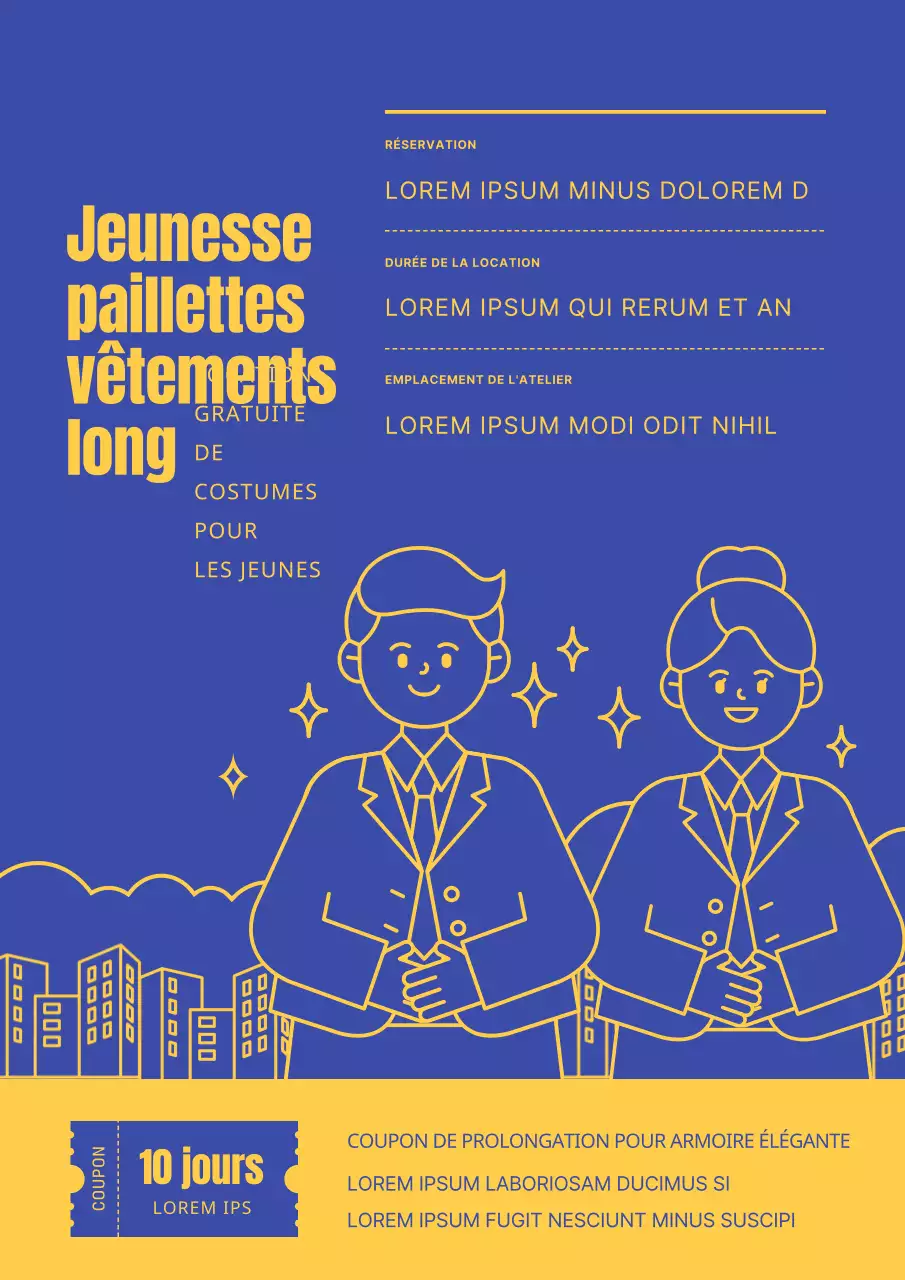 Informations sur l'embauche de tenues d'entretien bleues et jaunes