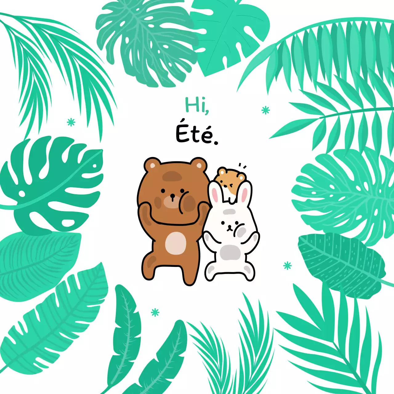 Articles d'été personnalisés avec de jolies illustrations d'animaux et de feuillages verdoyants.