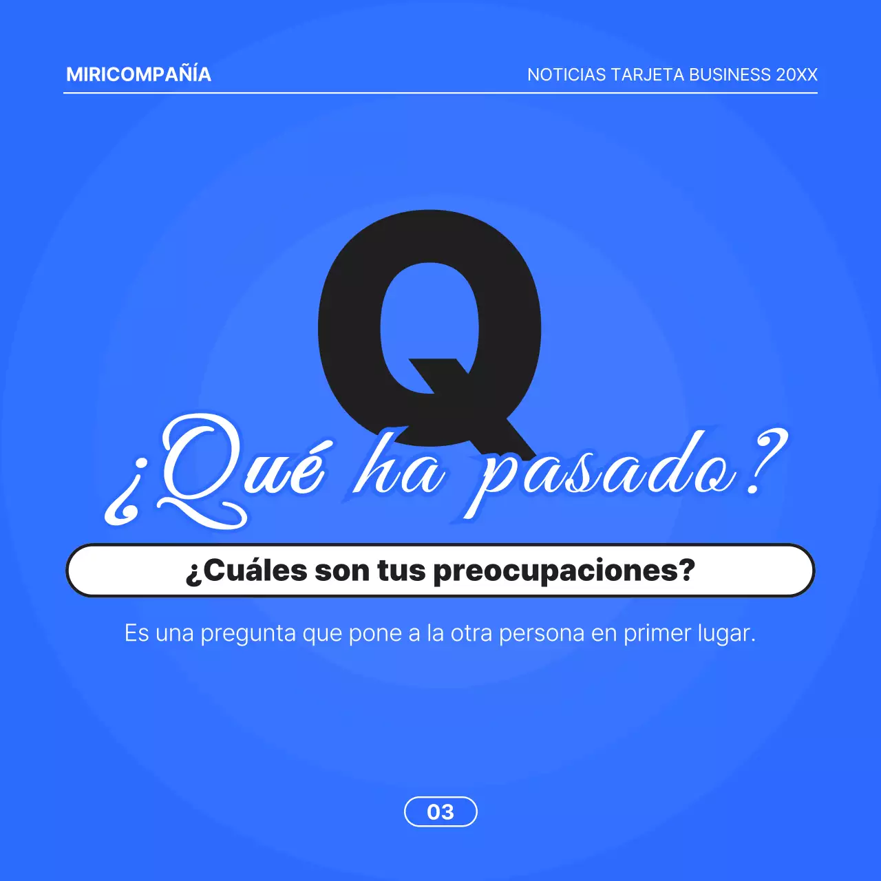 Propuesta de negocio minimalista con fondo azul