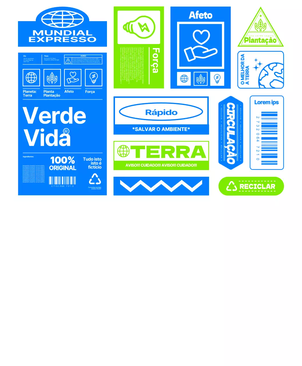 T-shirt simples de grupo ambiental em azul e verde lima.