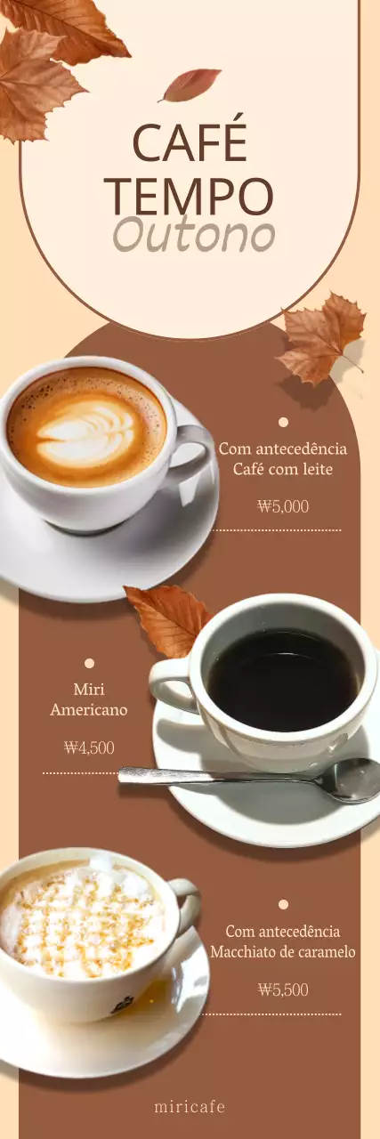 Promover bebidas de café em tons outonais de bege e castanho
