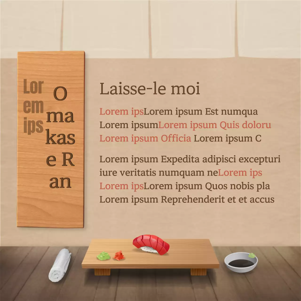 Concept de restaurant japonais en bleu marine et marron