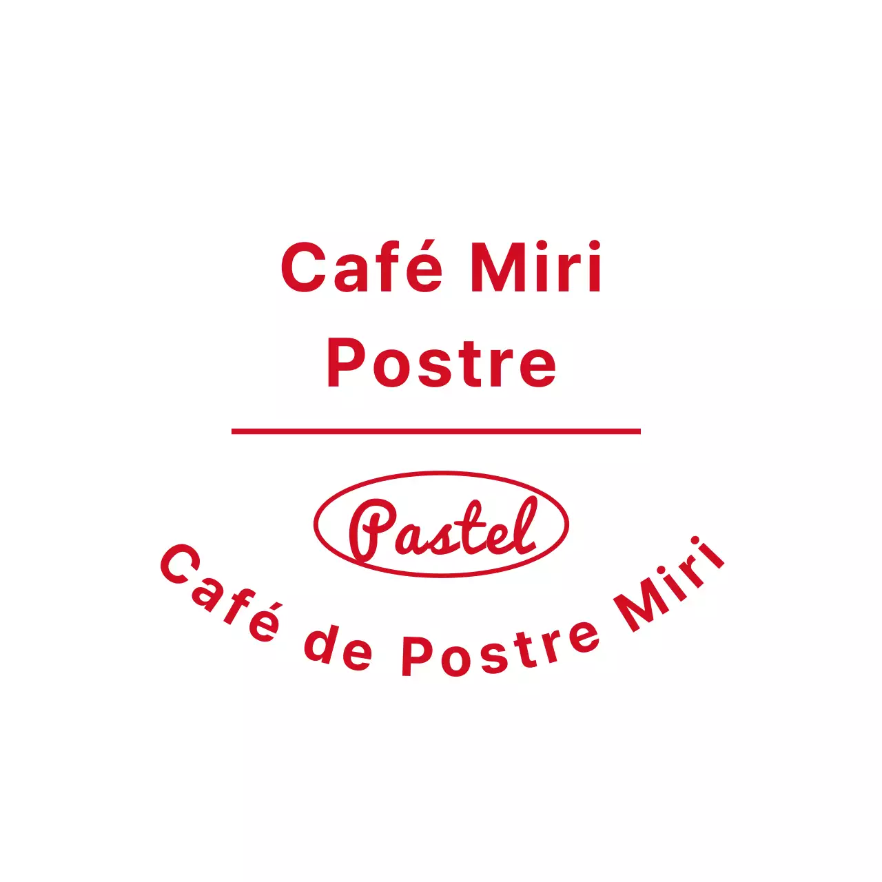 Logotipo emblema simple estilo cafetería de postres en rojo