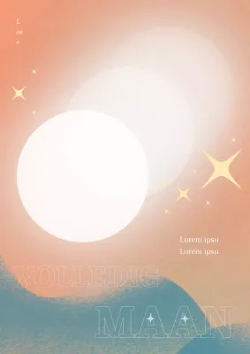 Oriëntaals geïnspireerde aankondiging in oranje en wit met een volle maan