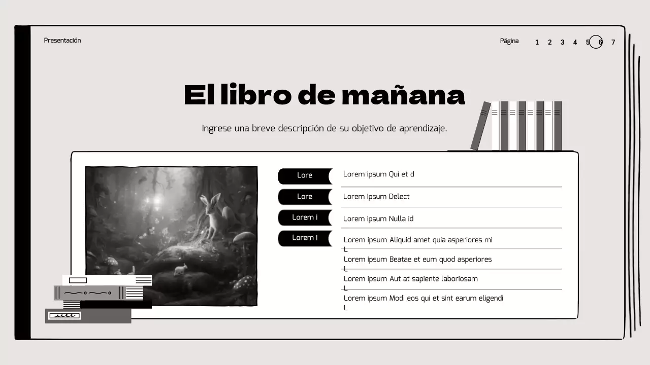 Aula de debate del libro destacando las ilustraciones de dibujo en beige y negro