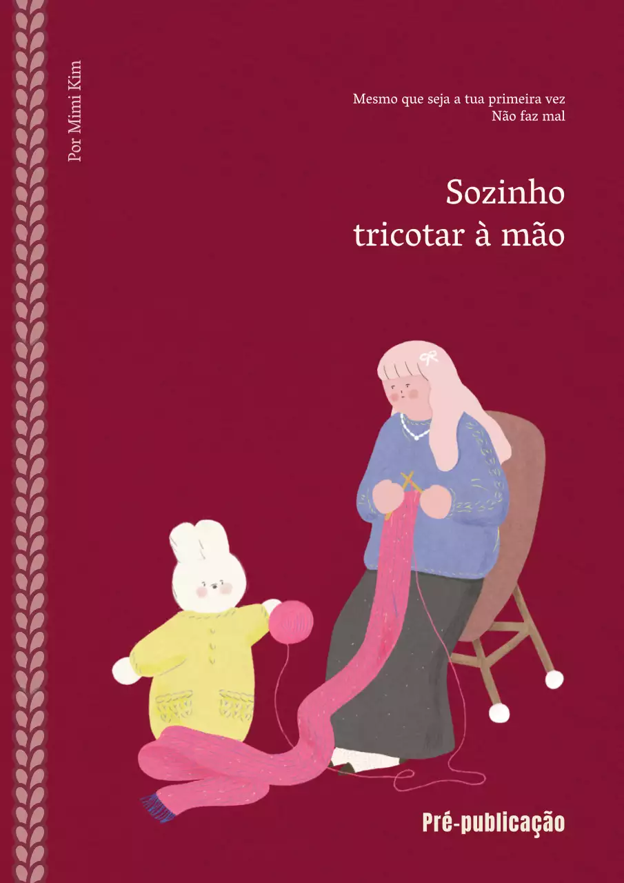 Dentro do livro de tricotar cor-de-rosa e fofinho