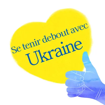 Des cœurs simples bleu et jaune s'affrontant à la main