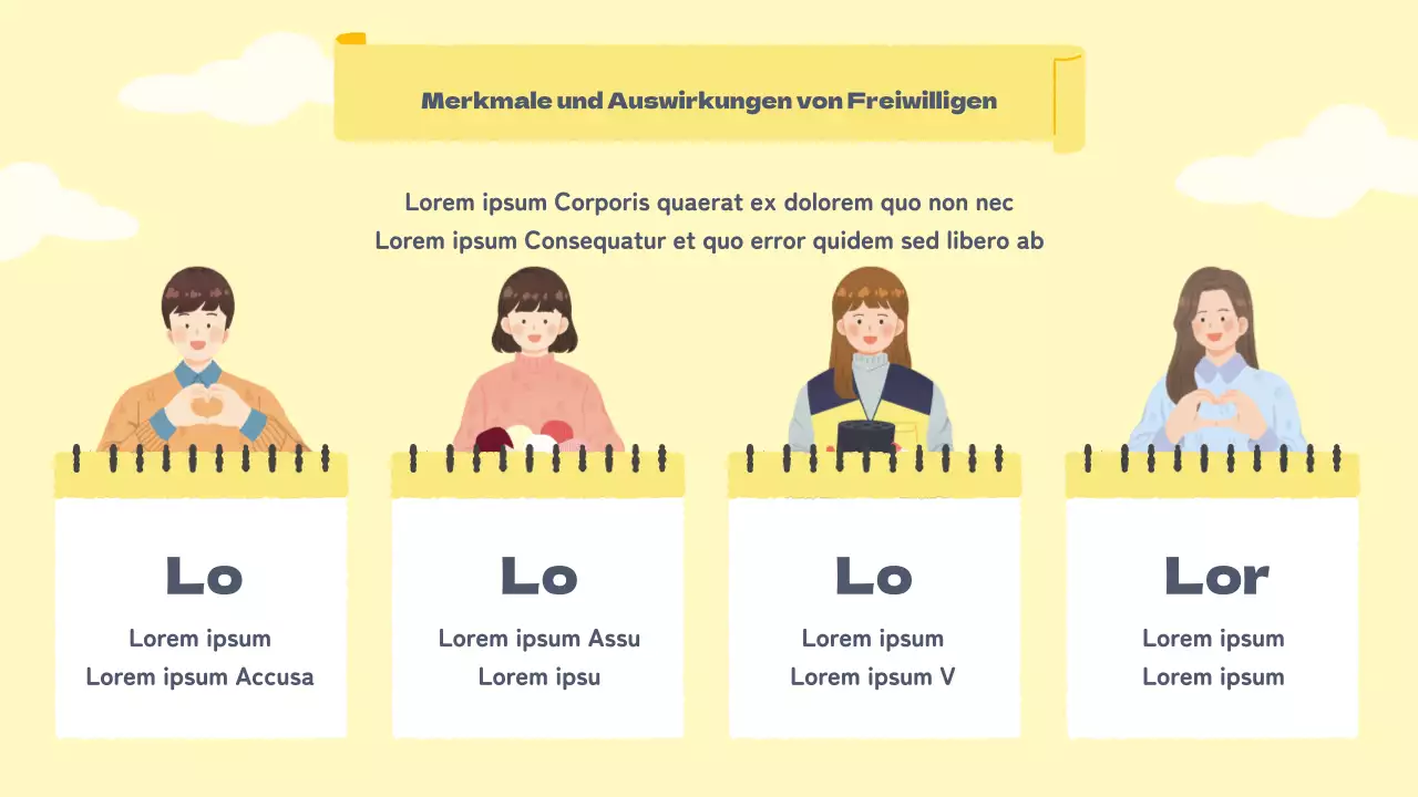 Handzettel für Freiwillige in warmen gelben Pastelltönen