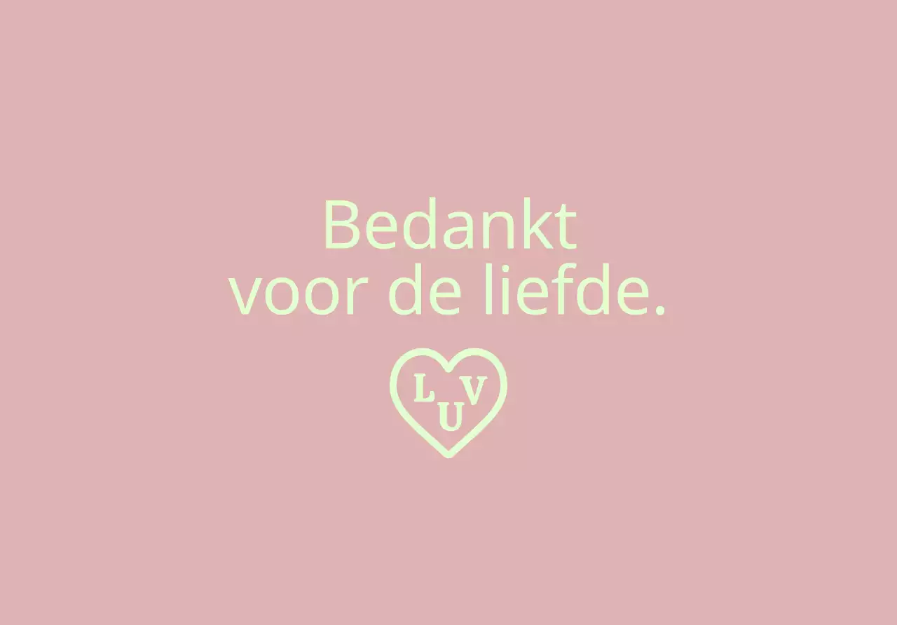 Een eenvoudige bedank-envelop met tekst en een hartvormige illustratie.