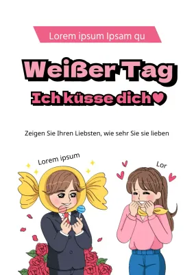 Niedlicher Flyer für den White Day in Weiß und Rosa