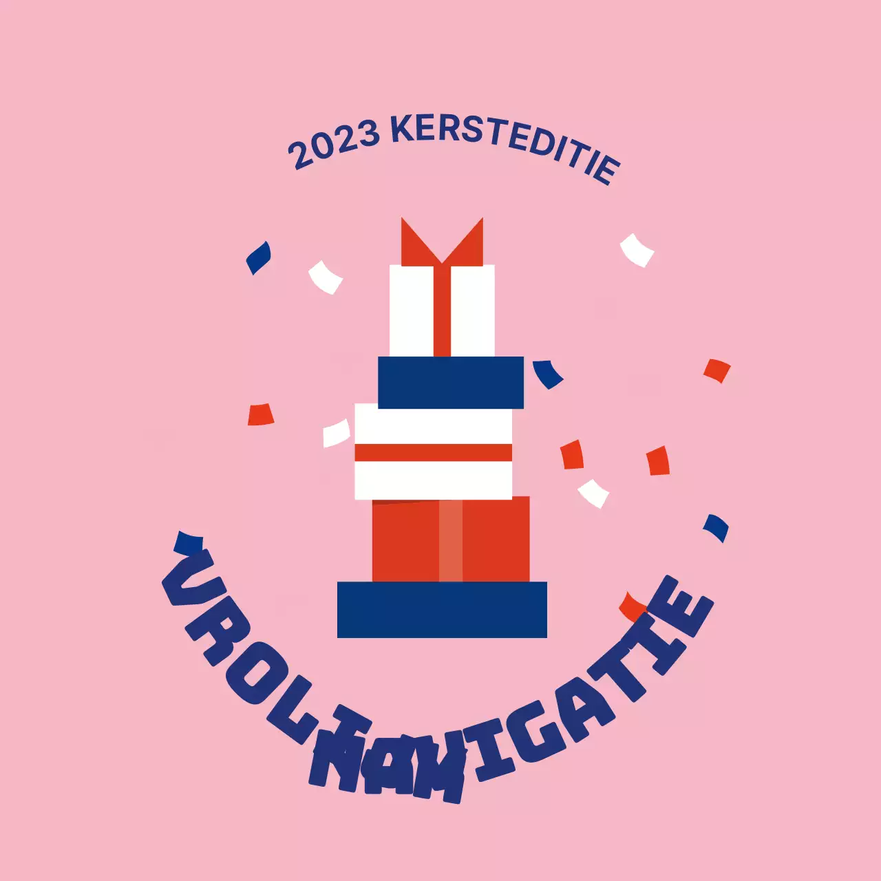 Blauw Roze Rood Geïllustreerde Kerstcadeau Etiketten