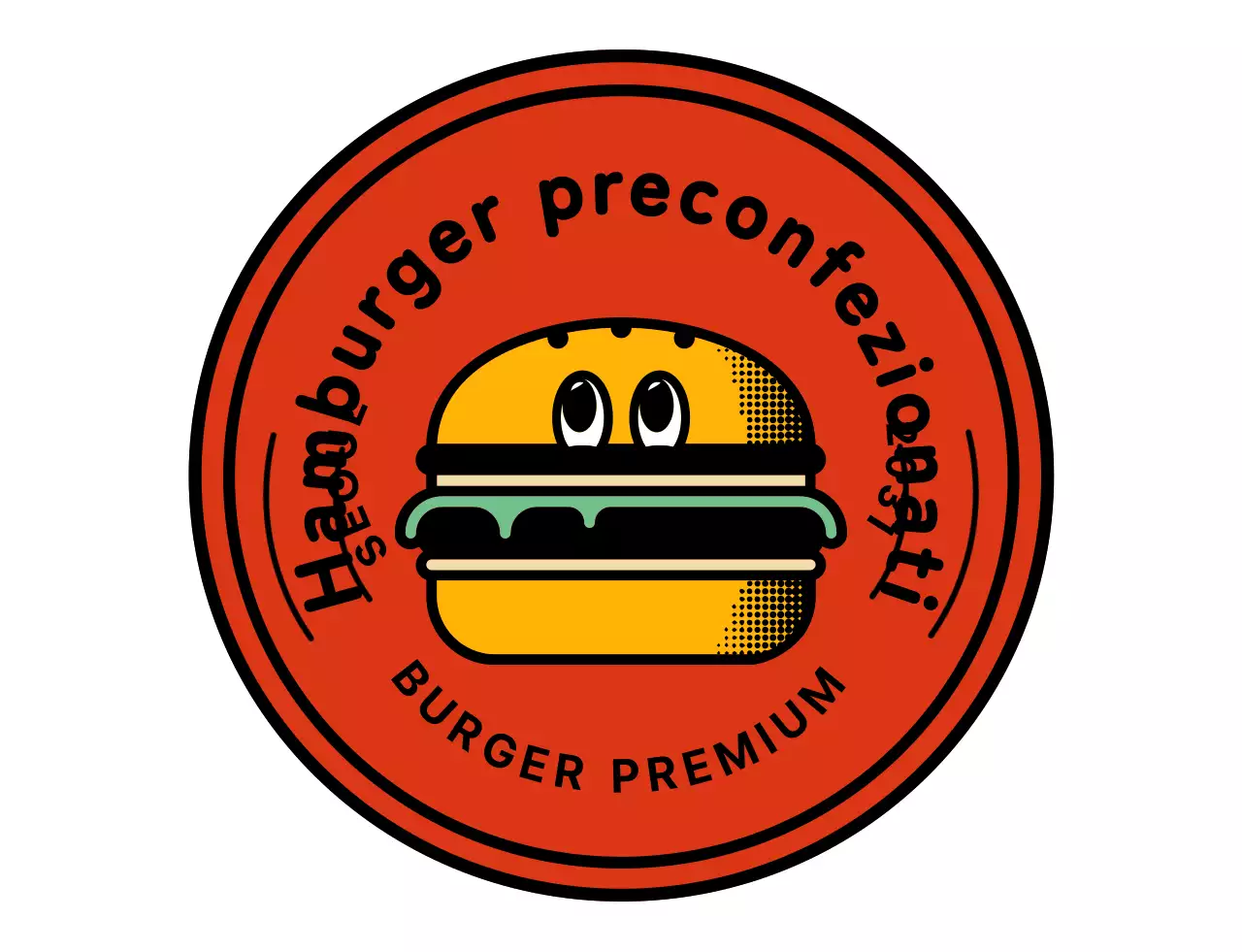 Illustrazione di un hamburger giallo e carino Abbigliamento da negozio di hamburger fatto a mano