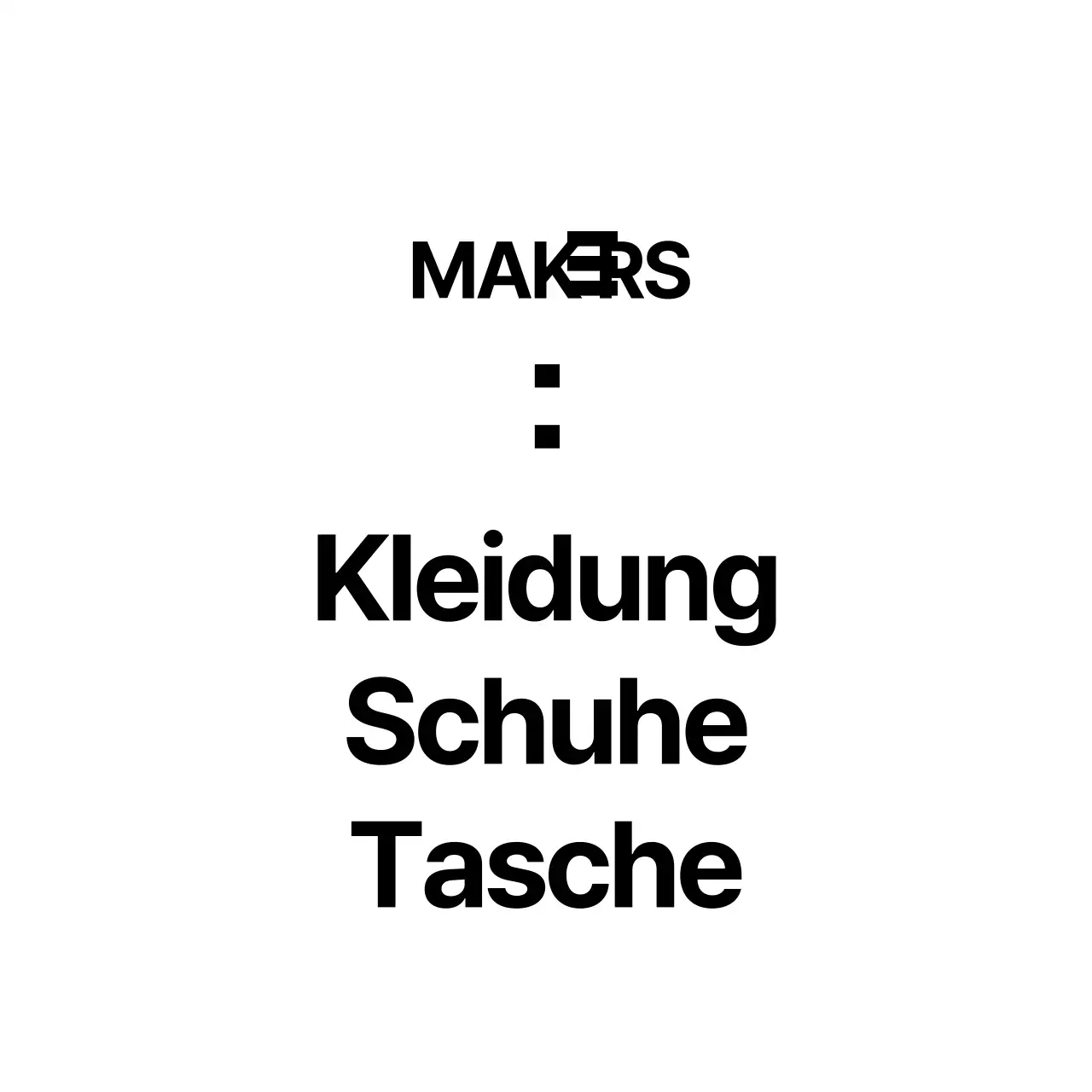 Ein einfaches Ladenschild mit schwarzem, redaktionellem Shoptext und Formen.