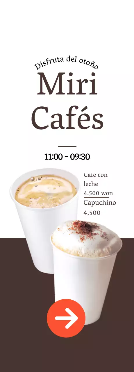 Promocione su café en blanco, contraste marrón