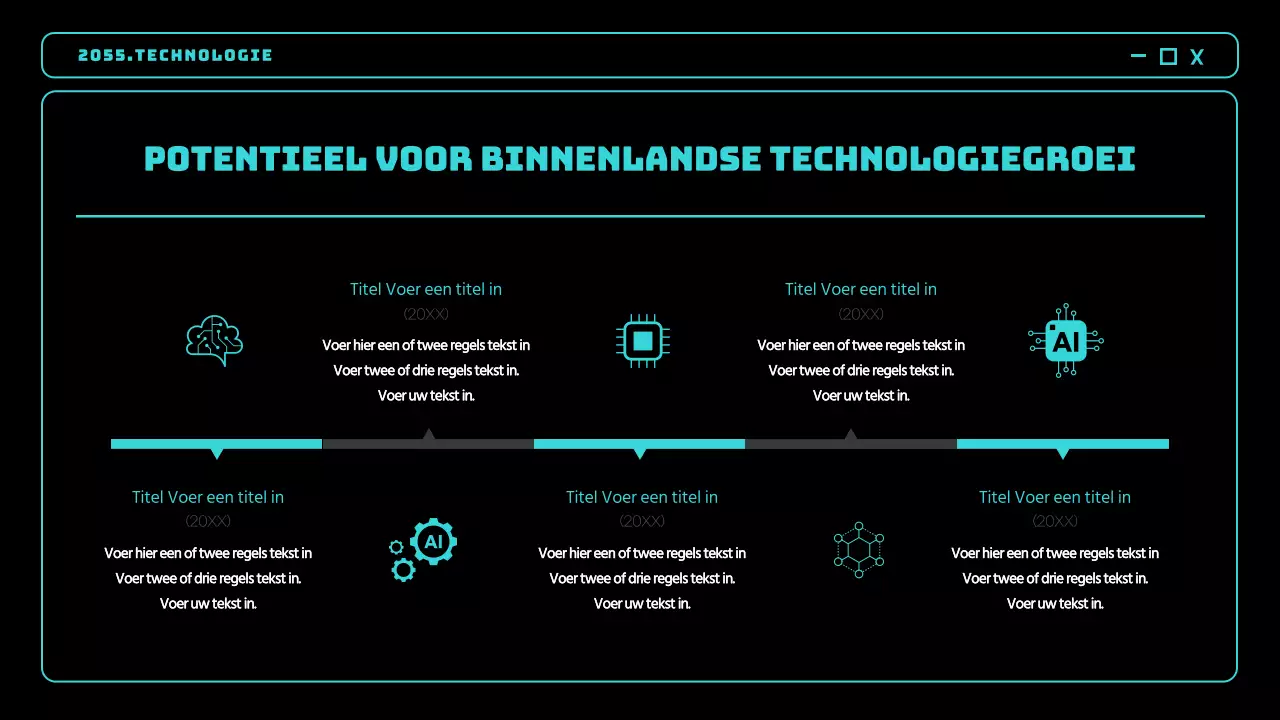 Zwarte en blauwe neonaccenten kijken vooruit naar toekomstige tech trends