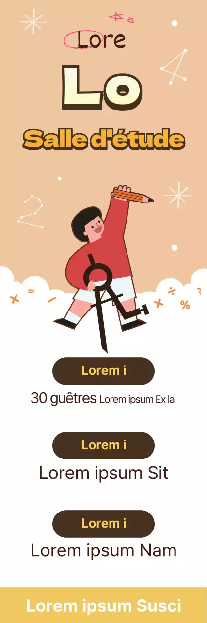 Illustration jaune : publicité pour l'école de mathématiques