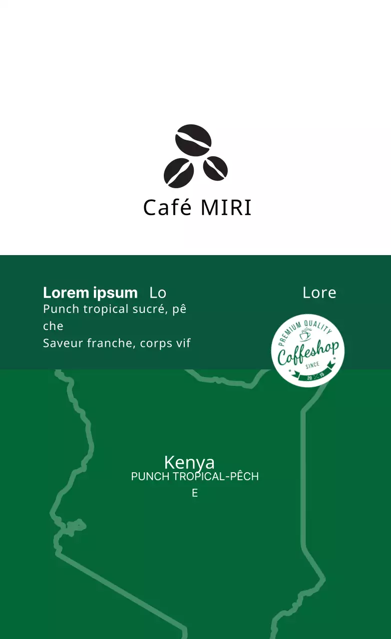 Illustration verte étiquette de grain de café propre