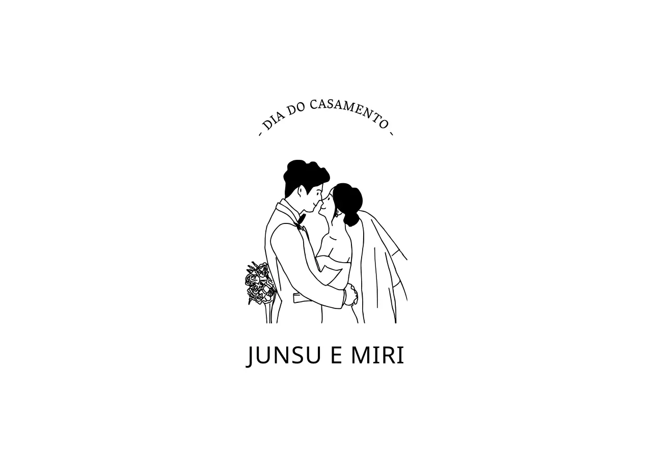 Envelopes de aspeto clássico com ilustrações dos noivos e texto relacionado com o casamento
