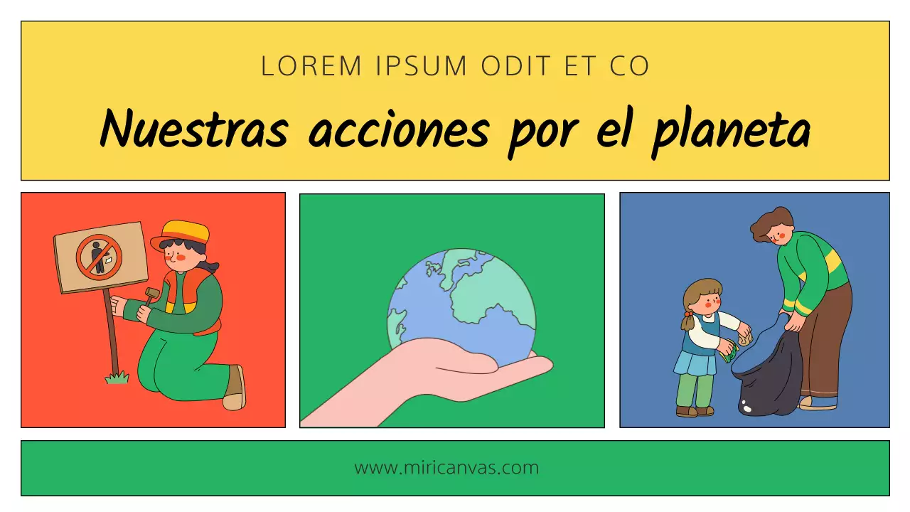 Una presentación moderna, amarilla y verde sobre el ecologismo