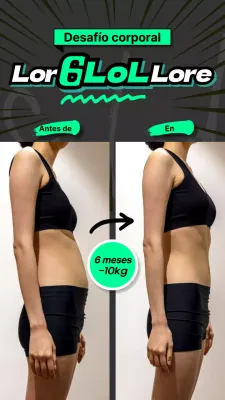 Una historia de Instagram sobre fitness y transformación corporal con texto en colores neón para dar que hablar.