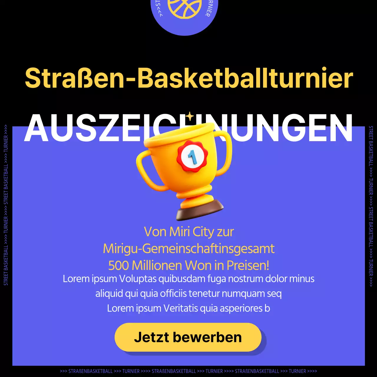 Starker Streetbasketball in Lila und Gelb