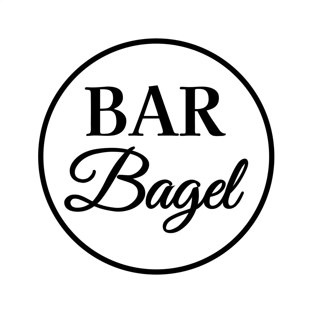 Il nome di una panetteria con testo nero corsivo e inglese corsivo