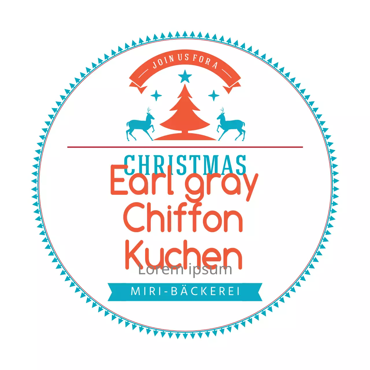 Himmelsorange illustrierte Weihnachtsbäckerei-Etiketten