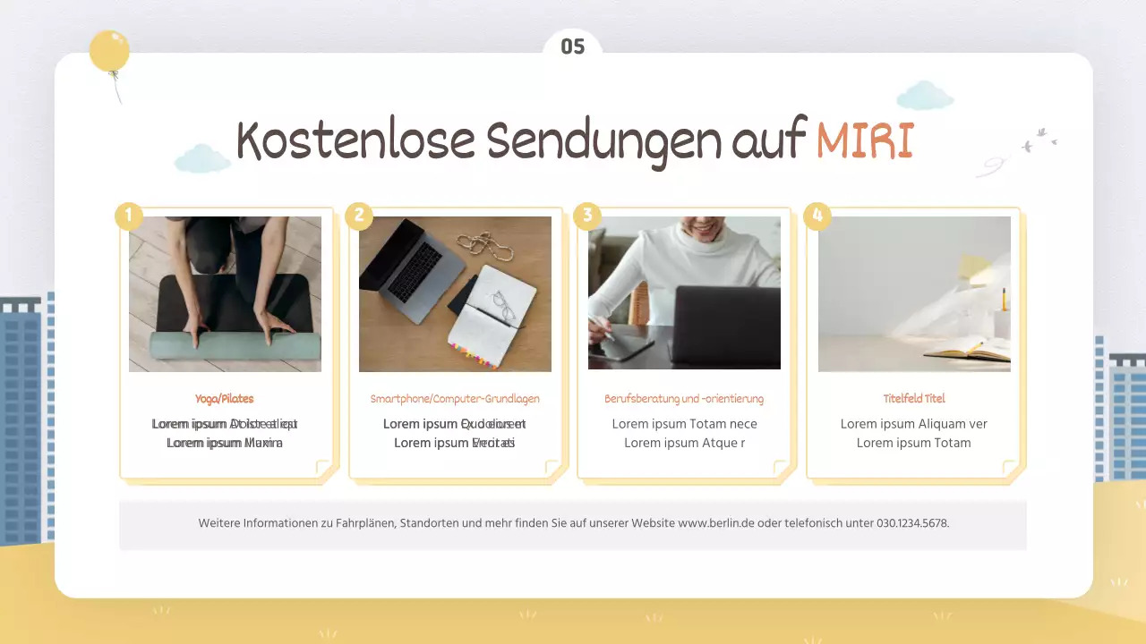 Leuchtend gelber und weißer Programmführer für Regierungsstellen