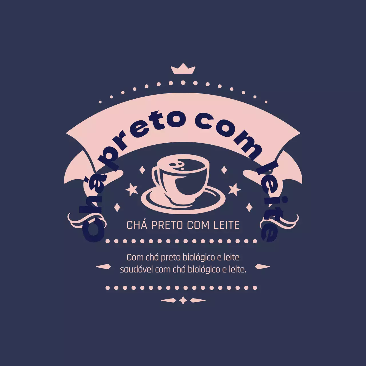 Rótulo de chá de leite ilustrado rosa-marinho