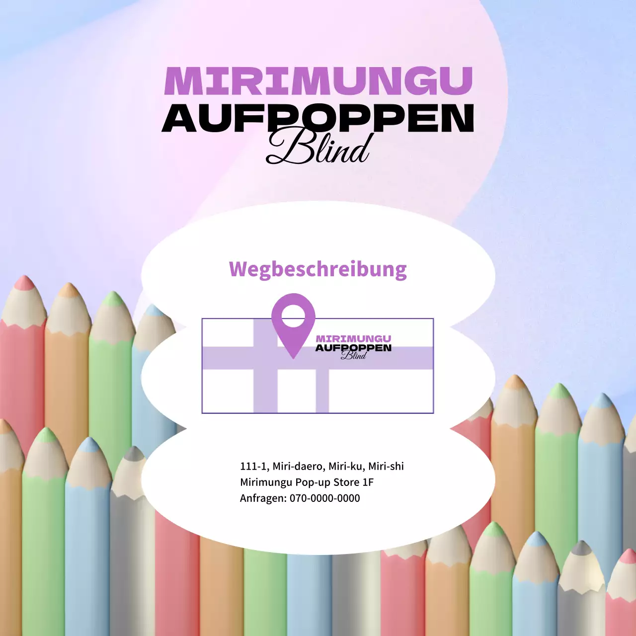Werbung für einen lila 3D-Pop-up-Store