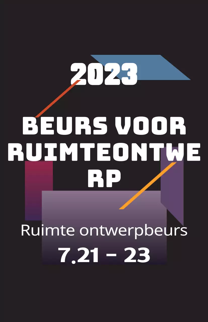 Bevorder een ruimtelijke ontwerpbeurs met kleurrijke illustraties van vormen en tekst.