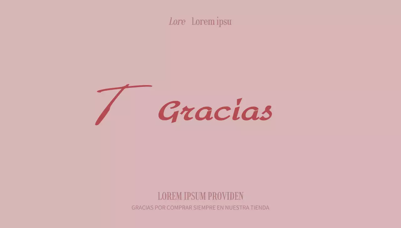 Diseño de tarjeta de agradecimiento a un cliente de un centro comercial con letra rosa garabateada.