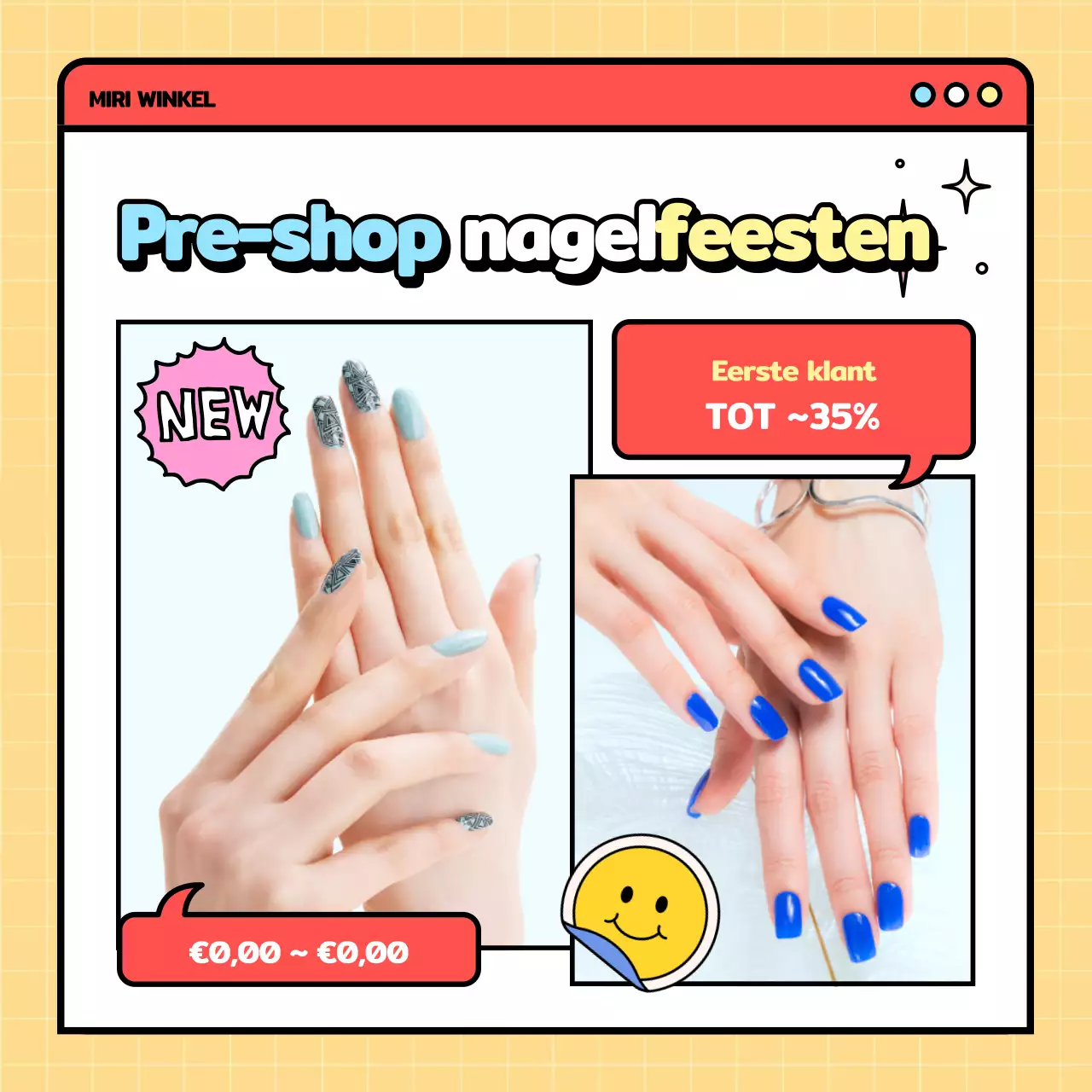 Nagelkunst hand op gele achtergrond