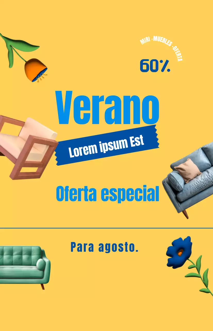 Promocione una venta de muebles con un fondo amarillo