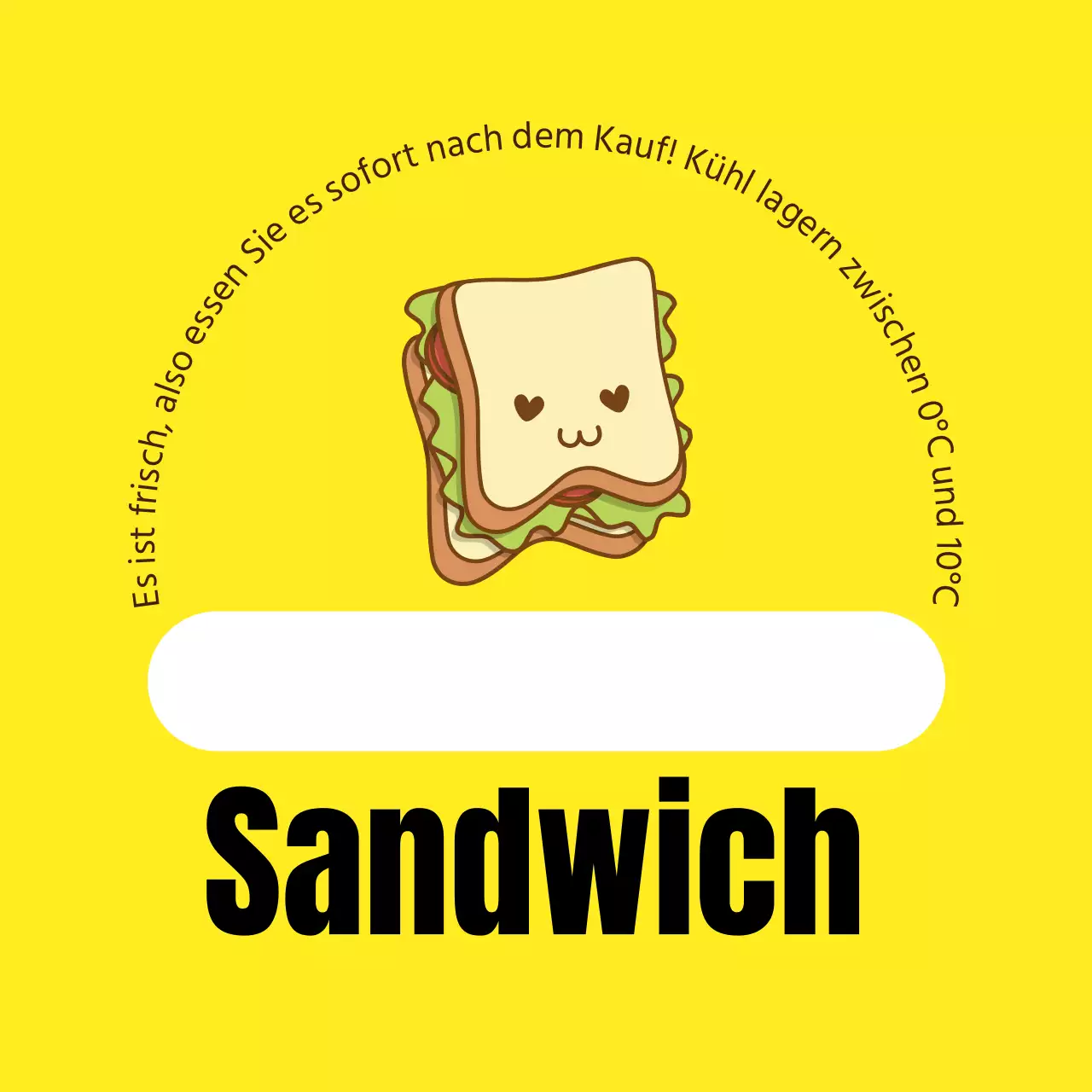 Gelbes illustriertes Sandwich-Etikett