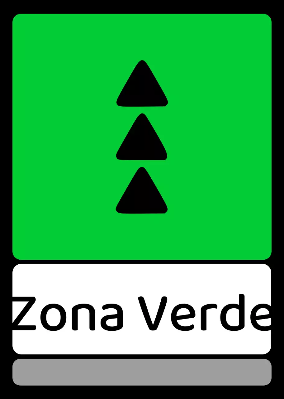 Um guia de zona simples com texto de localização verde azul roxo e geometria quadrada triangular