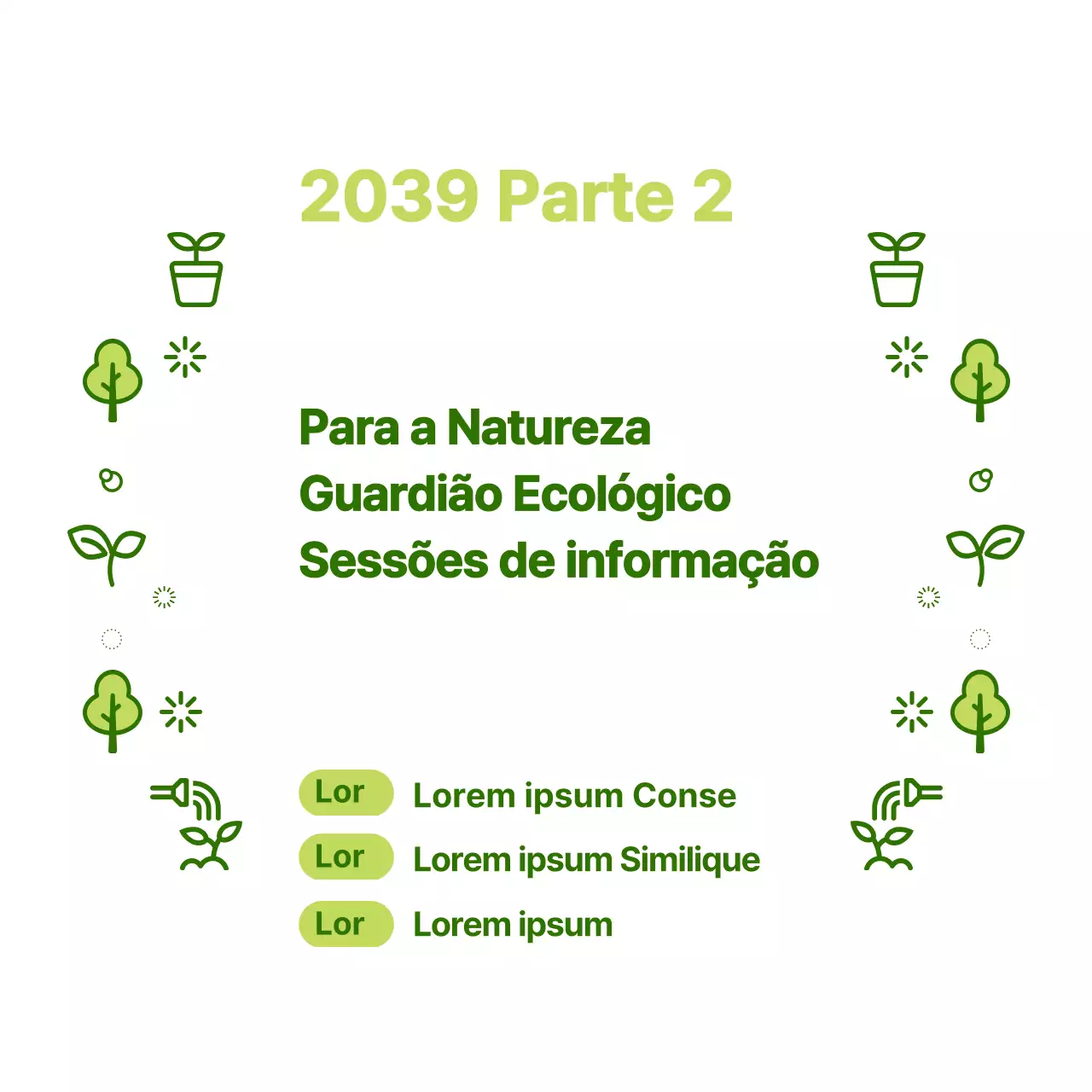 Ícone simples da natureza estilo combinação em verde e chartreuse Acerca do briefing sobre a gestão ecológica