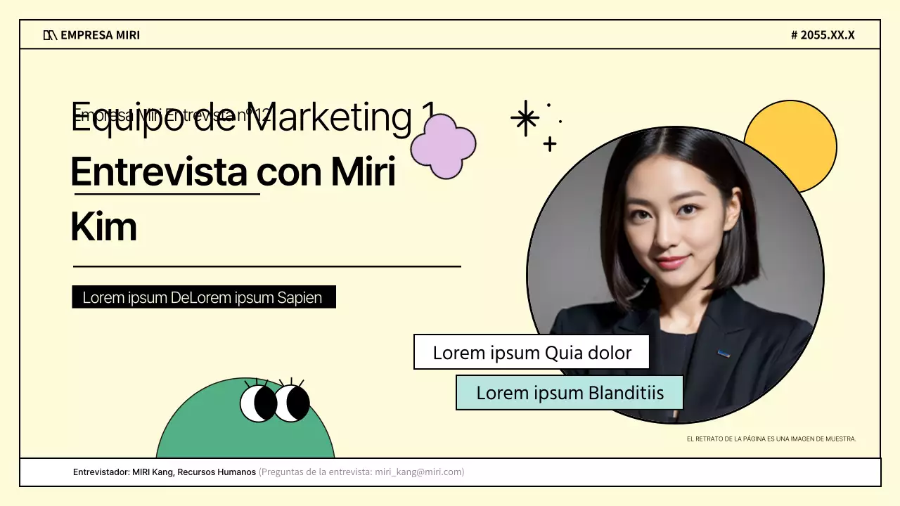 Una entrevista de negocios kitsch en morado y amarillo